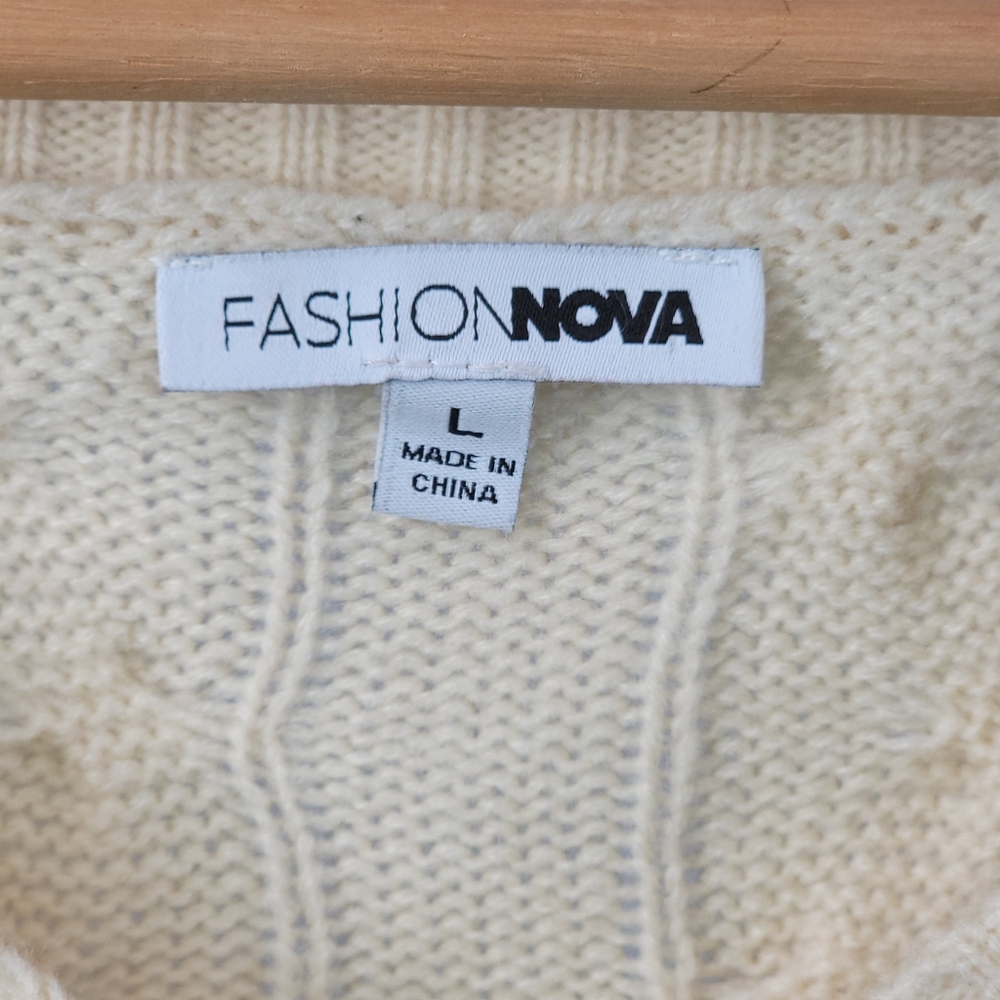Cream Cable Knit Sweater | L - Picture 8 of 8